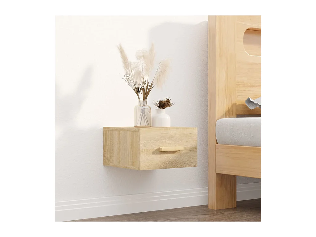 Mesitas de noche | Mesilla de noche de pared 2 uds color roble Sonoma 35x35x20 cm