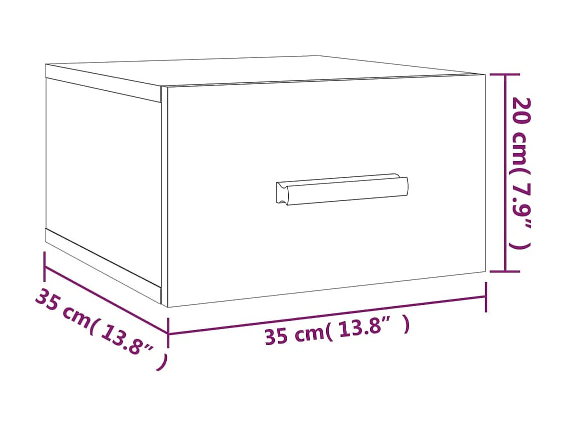 Nachttisch hängend 2er Set | Wand-Nachttische Sonoma-Eiche 35x35x20 cm SHL8460