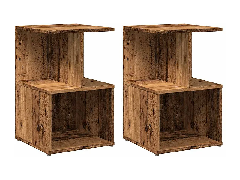 Mesitas de noche | Mesilla de noche 2 uds madera contrachapada madera vieja 35x35x55cm