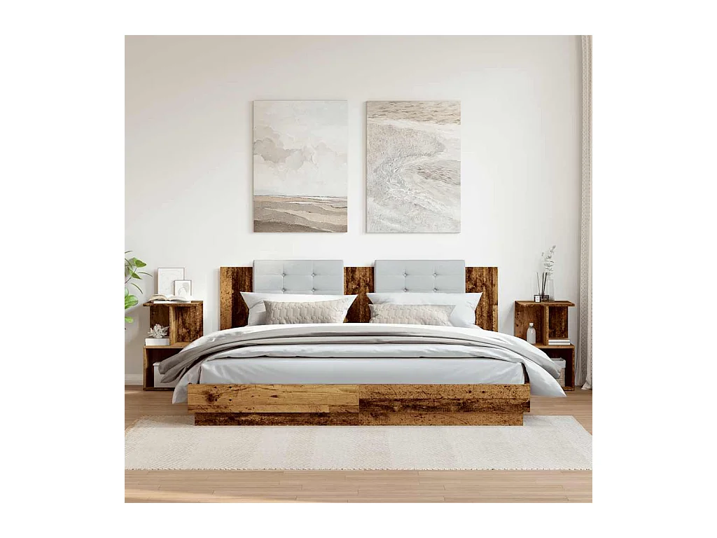 Mesitas de noche | Mesilla de noche 2 uds madera contrachapada madera vieja 35x35x55cm