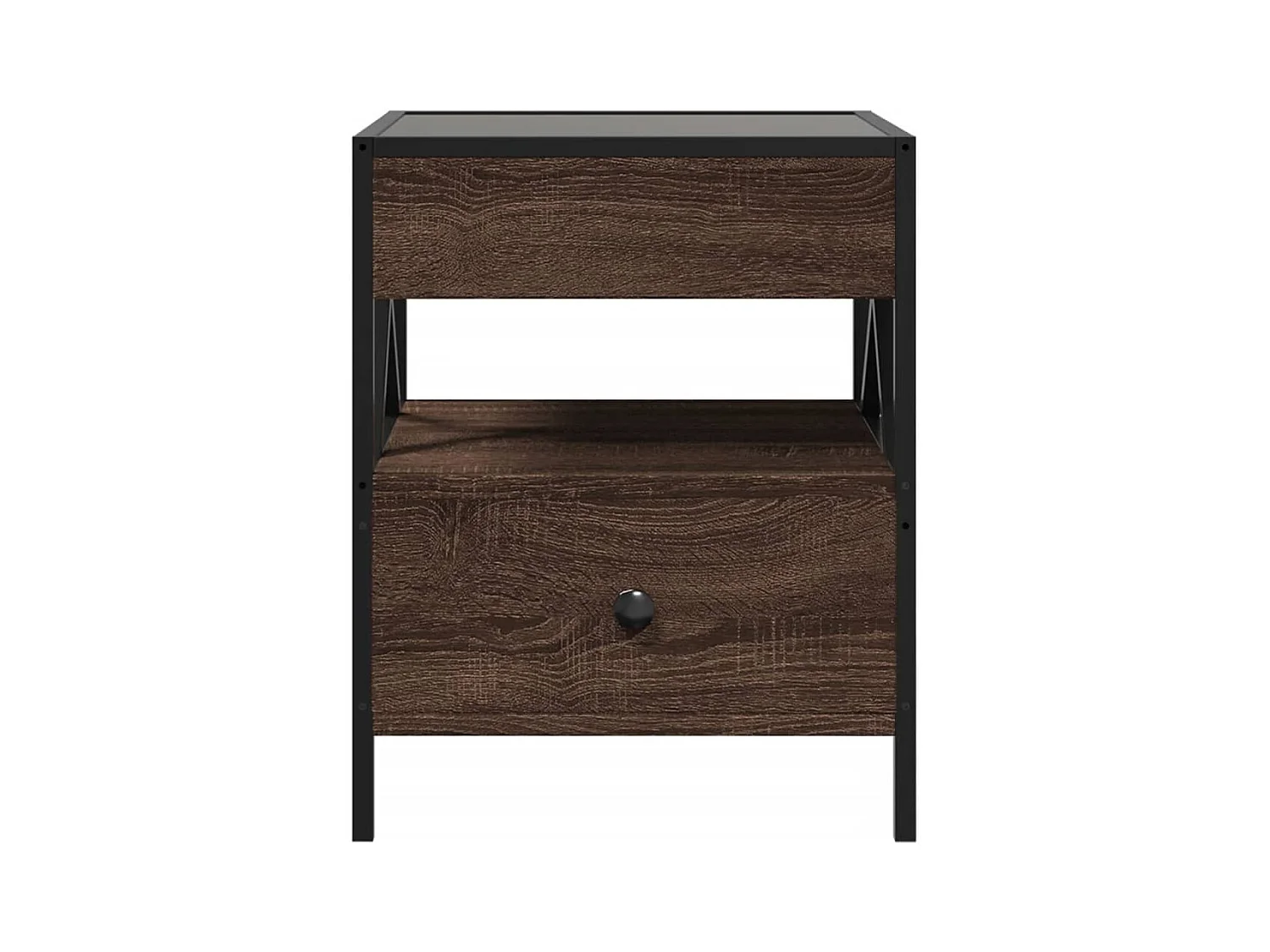 Mesita de noche | Mesilla de noche con Infinity LED marrón roble 40x40x51 cm