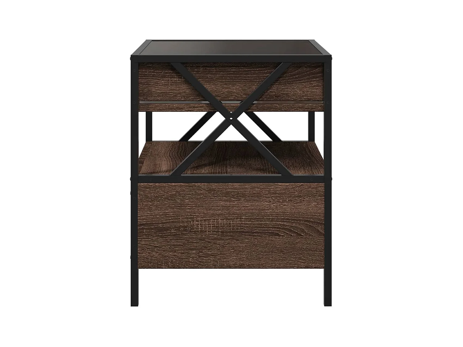 Mesita de noche | Mesilla de noche con Infinity LED marrón roble 40x40x51 cm