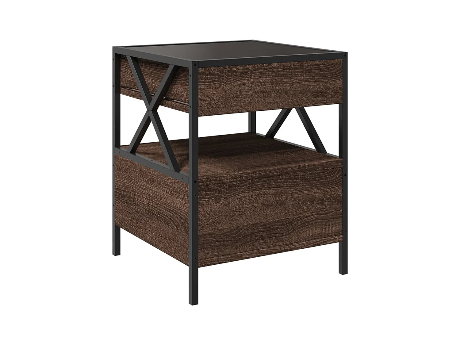 Mesita de noche | Mesilla de noche con Infinity LED marrón roble 40x40x51 cm