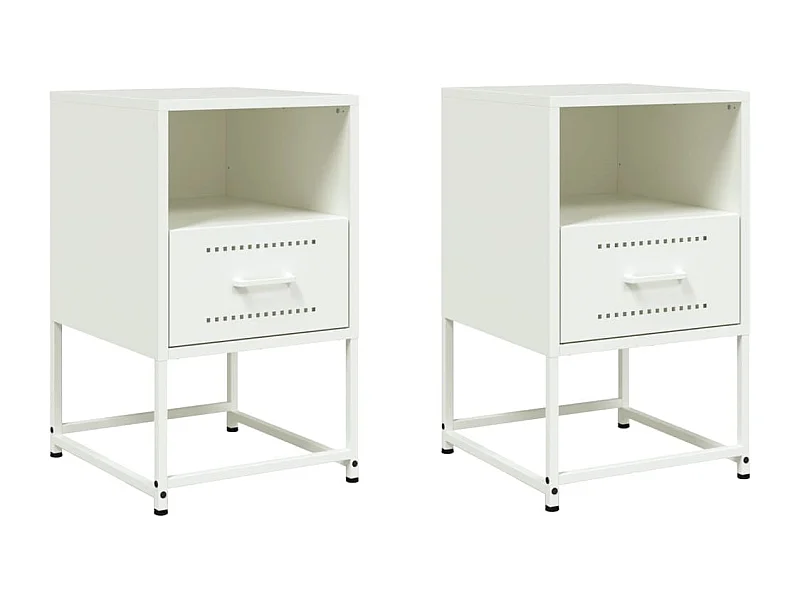 Tables de chevet lot de 2 avec rangement blanc 36x39x60,5 cm acier