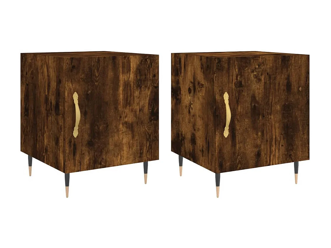 Mesa de Cabeceira Moderna 2 peças 40x40x50cm derivado madeira carvalho fumado