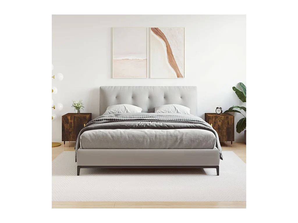 Mesa de Cabeceira Moderna 2 peças 40x40x50cm derivado madeira carvalho fumado