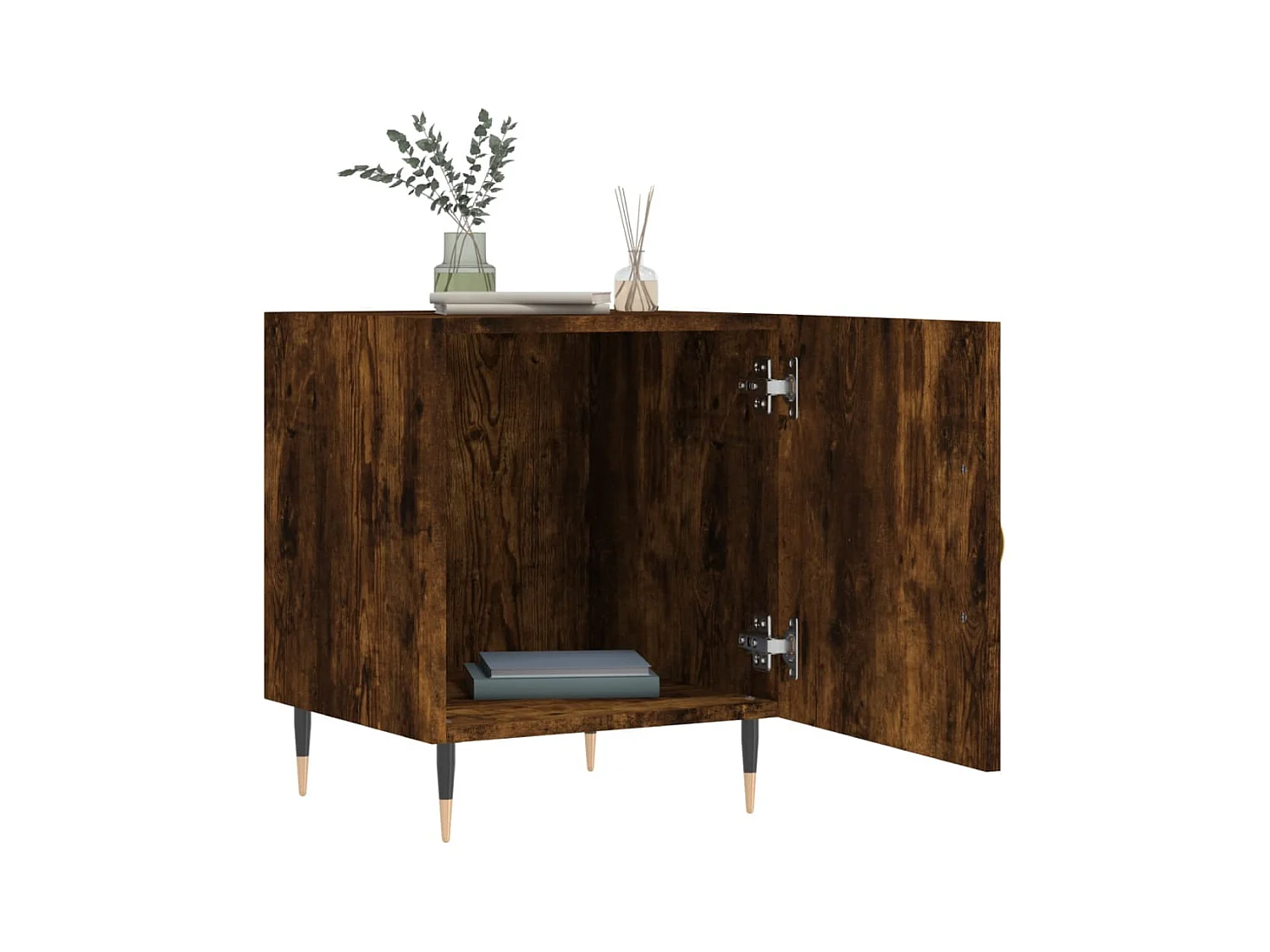 Mesa de Cabeceira Moderna 2 peças 40x40x50cm derivado madeira carvalho fumado