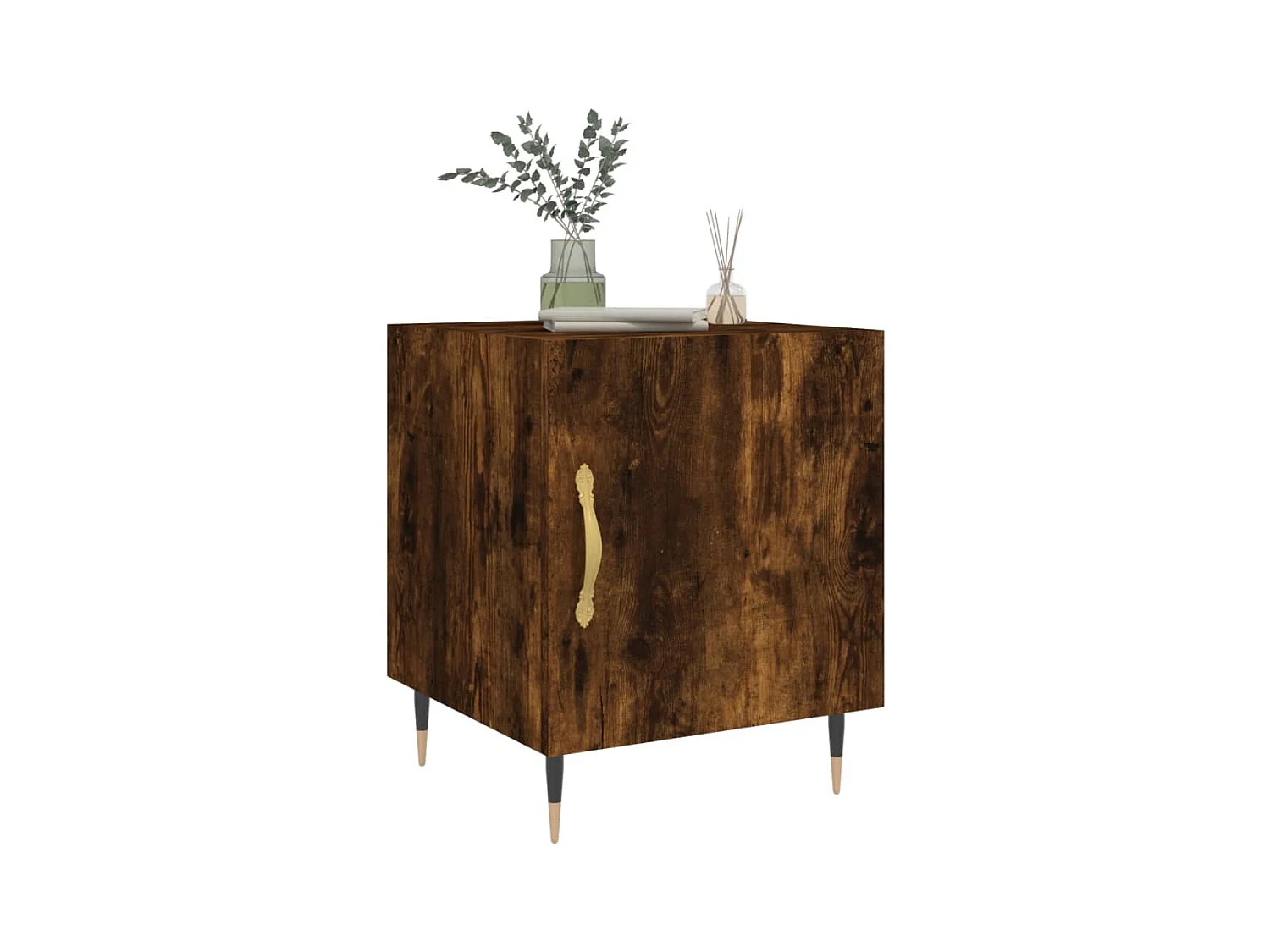 Mesa de Cabeceira Moderna 2 peças 40x40x50cm derivado madeira carvalho fumado