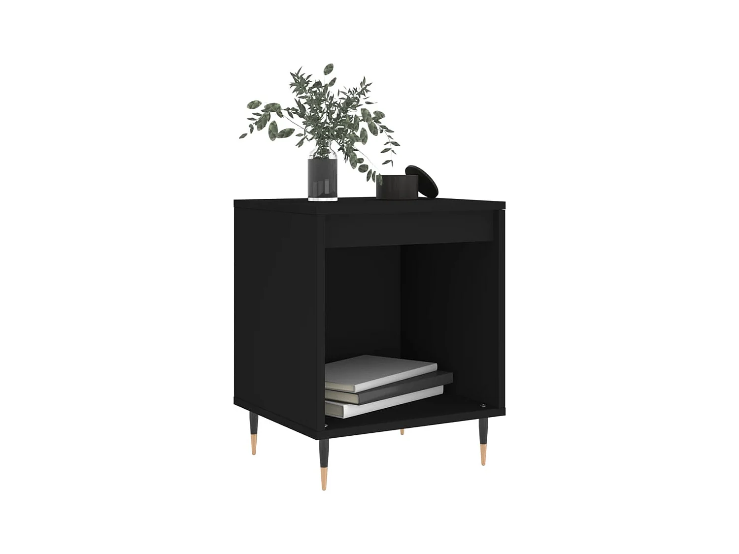 Lot de 2 Tables de chevet avec Compartiments ouverts noir 40x35x50 cm bois d’ingénierie