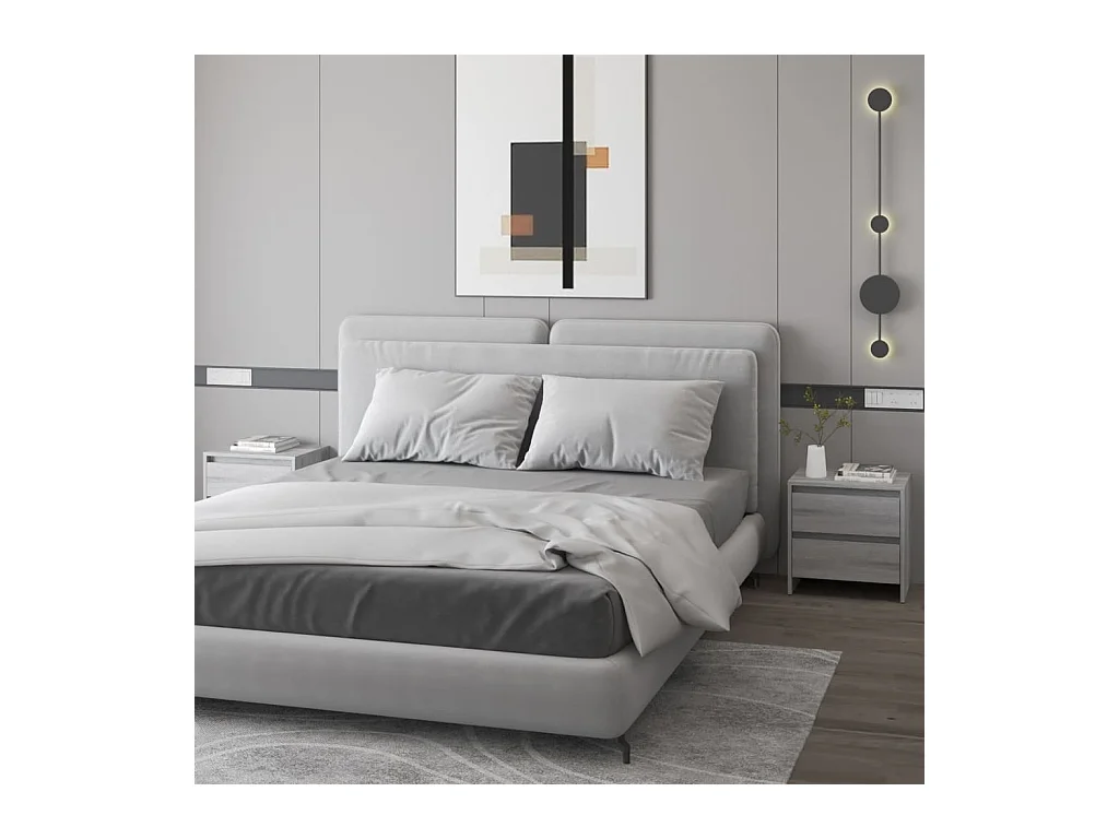 Mesita de noche | Mesilla de noche 2 uds. madera ingeniería gris Sonoma 45x34,5x44,5cm