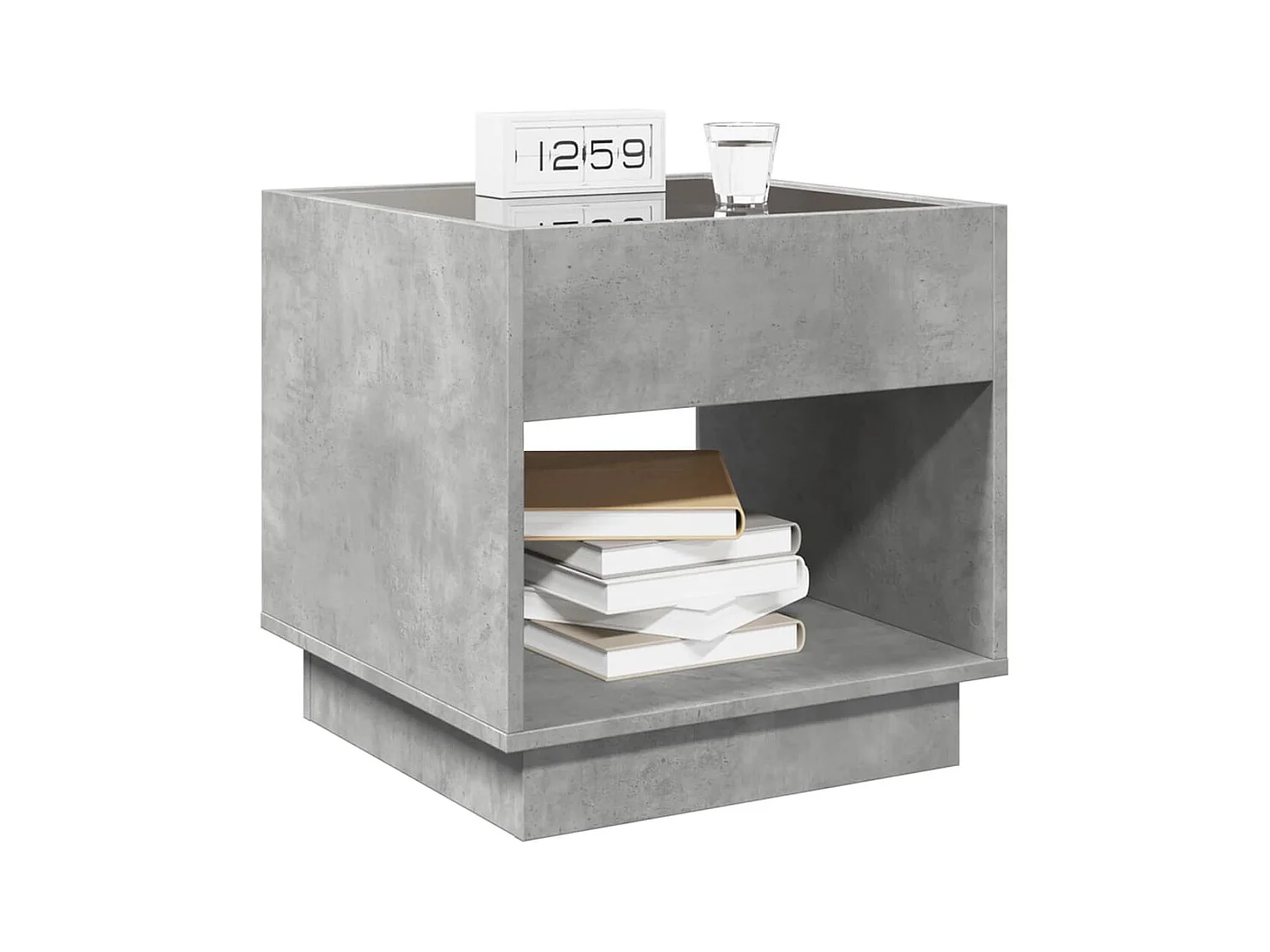 Mesita de noche | Mesilla de noche con Infinity LED gris hormigón 50x50x50 cm