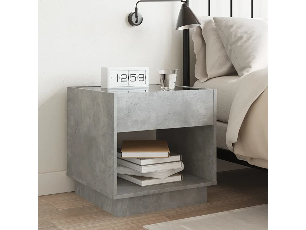 Nachttisch-Beistelltisch mit Infinity-LED Betongrau 50x50x50 cm SHL2626