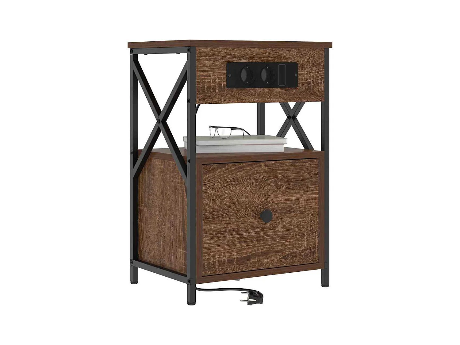 Mesita de Noche | Armario de Noche 2 uds con cajón Marrón roble 40x31x60 cm