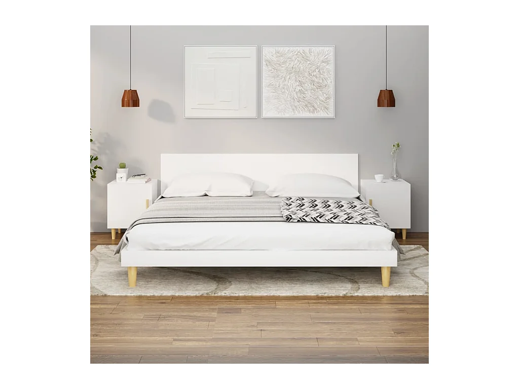 Table de Chevet Étroite-Tables d'appoint 2 pcs avec Compartiments ouverts Blanc Bois d'ingénierie