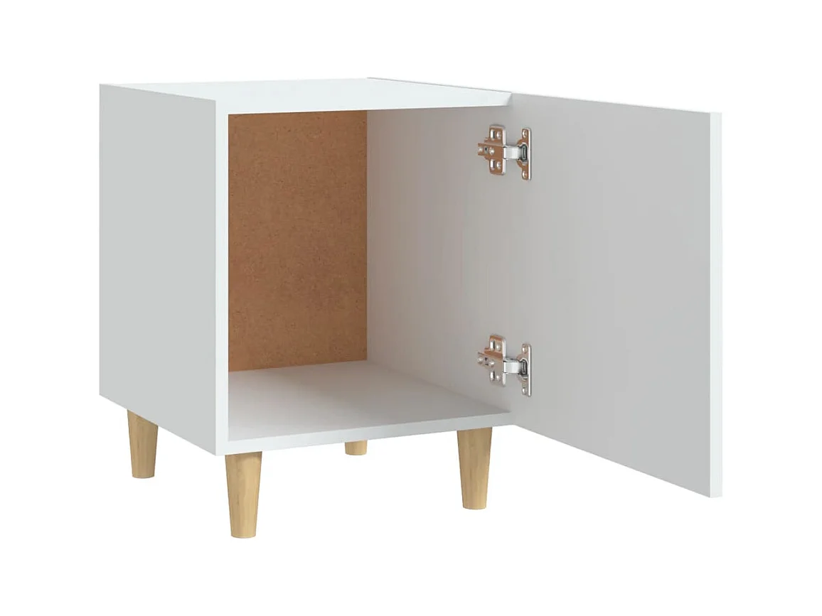 Table de Chevet Étroite-Tables d'appoint 2 pcs avec Compartiments ouverts Blanc Bois d'ingénierie