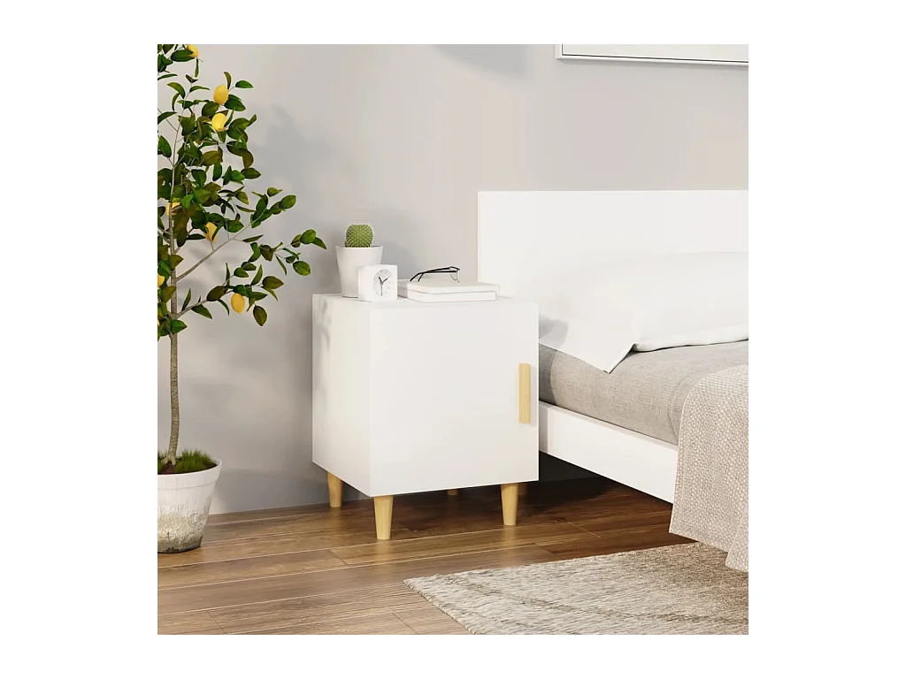 Table de Chevet Étroite-Tables d'appoint 2 pcs avec Compartiments ouverts Blanc Bois d'ingénierie