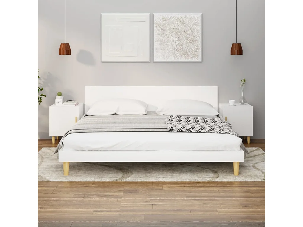 Nachttisch 2er Set-Beistelltisch Weiß Holzwerkstoff SHL45463