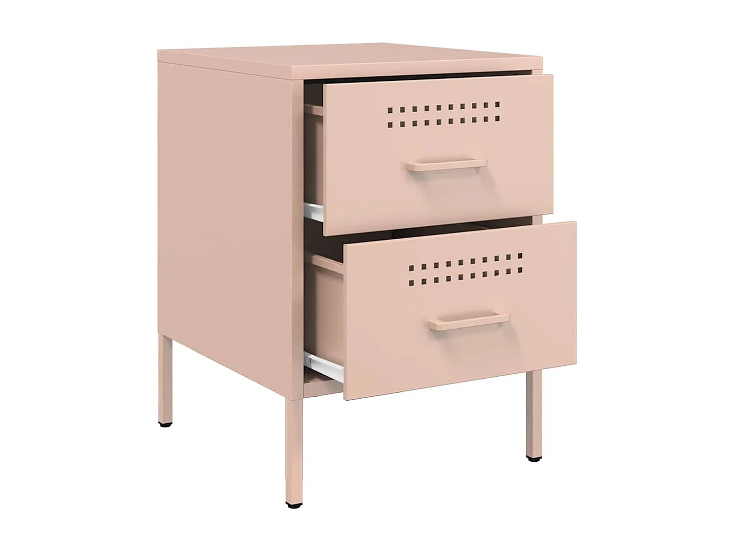 Nachttisch 2er Set-Beistelltisch-Nachttischkommode Rosa 36x39x50,5 cm Stahl SHL51512