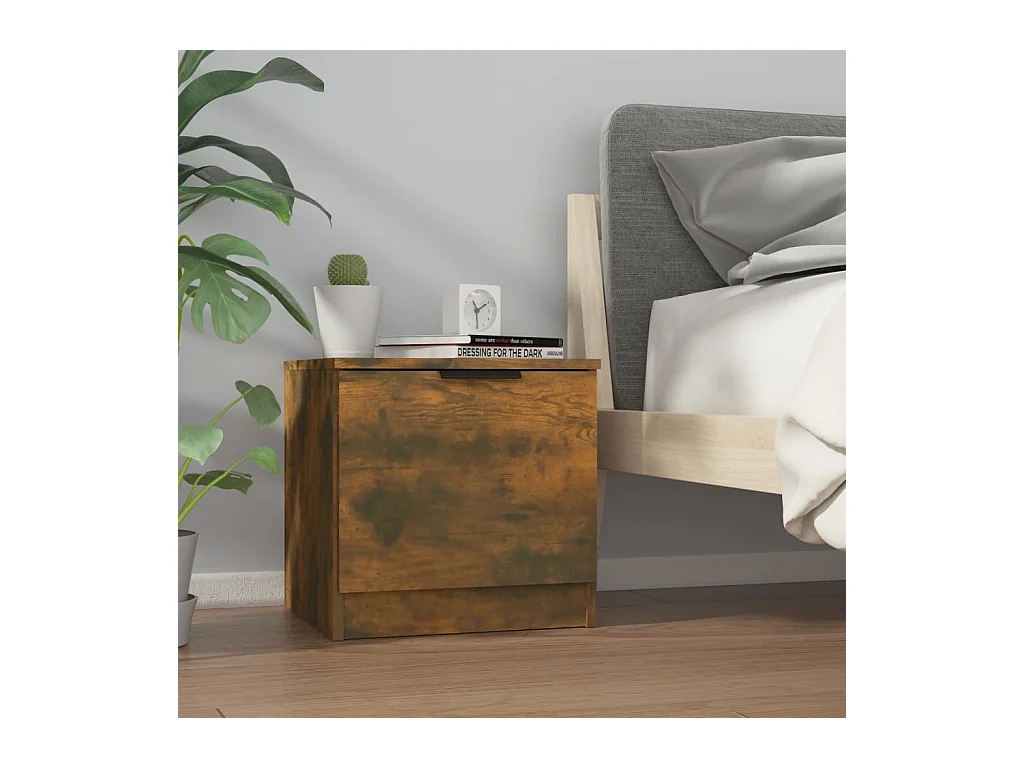 Mesitas de noche | Mesilla de noche 2 unidades color roble ahumado 40x39x40 cm