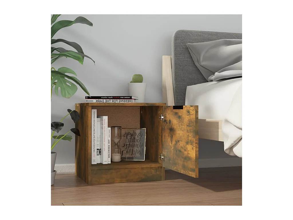 Mesitas de noche | Mesilla de noche 2 unidades color roble ahumado 40x39x40 cm