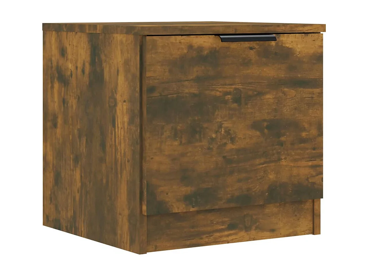 Nachttisch 2er Set-Beistelltisch-Nachttischkommode Räuchereiche 40x39x40 cm SHL90780