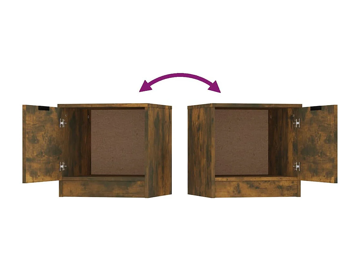 Nachttisch 2er Set-Beistelltisch-Nachttischkommode Räuchereiche 40x39x40 cm SHL90780