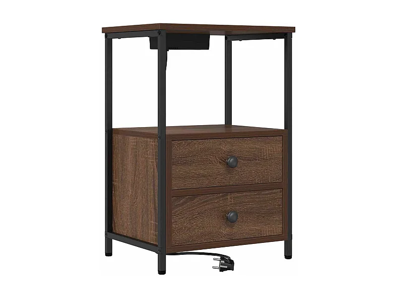 Nachtkastje met lade | Bijzettafel Bruin Eiken 40x31x60 cm Bewerkt hout SHL4641