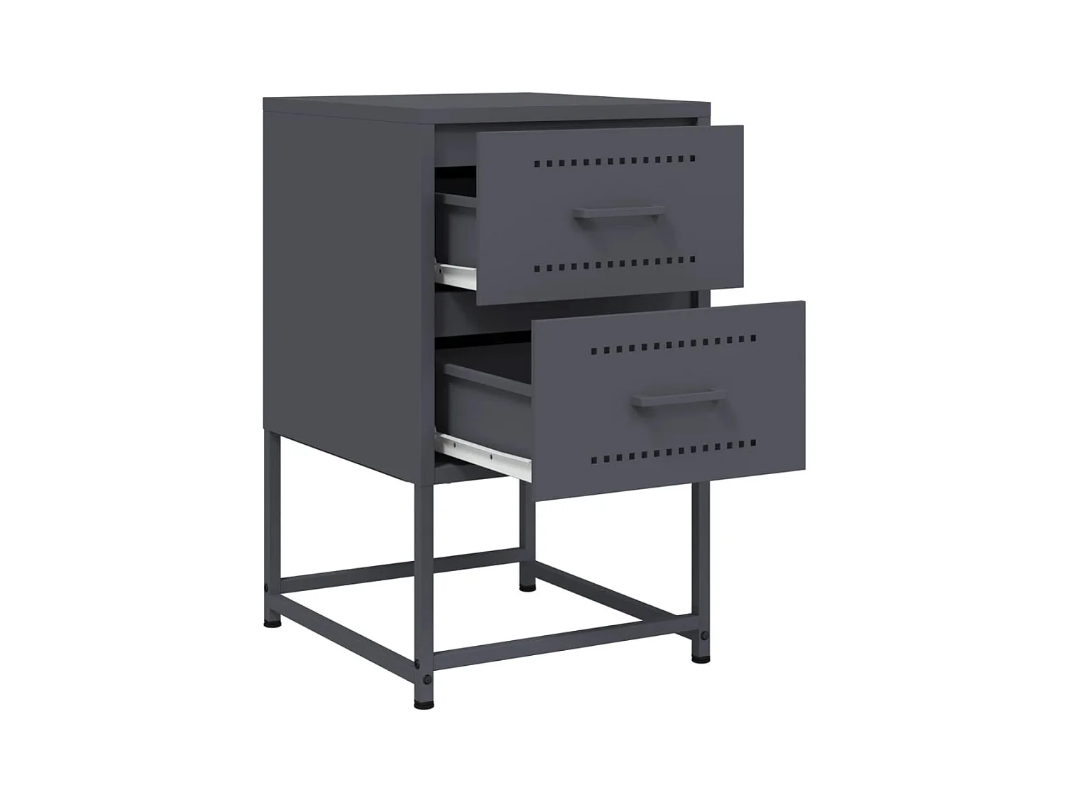 Tables de chevet lot de 2 avec tiroirs anthracite 36x39x60,5 cm acier