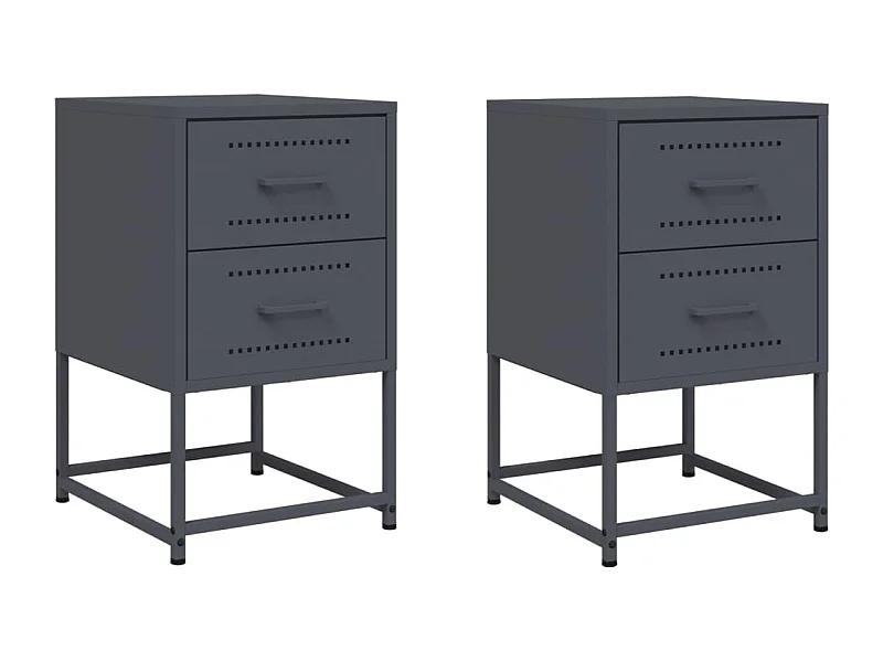 Tables de chevet lot de 2 avec tiroirs anthracite 36x39x60,5 cm acier