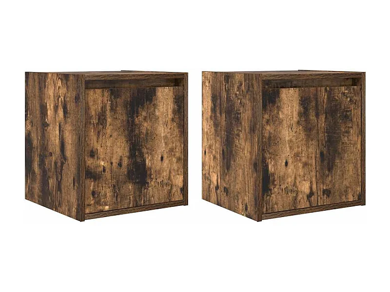 Lot de 2 Tables de chevet flottantes chêne fumé 38x34x40 cm
