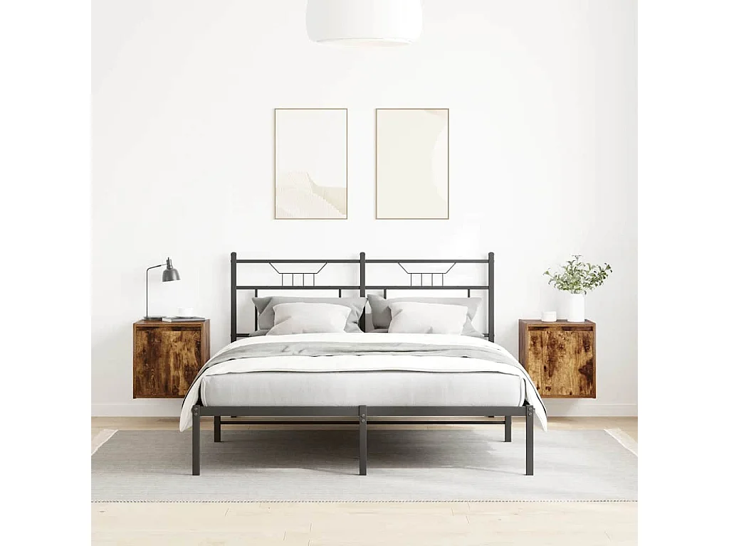 Nachttisch hängend 2er Set | Wand-Nachttische Räuchereiche 38x34x40 cm SHL62399