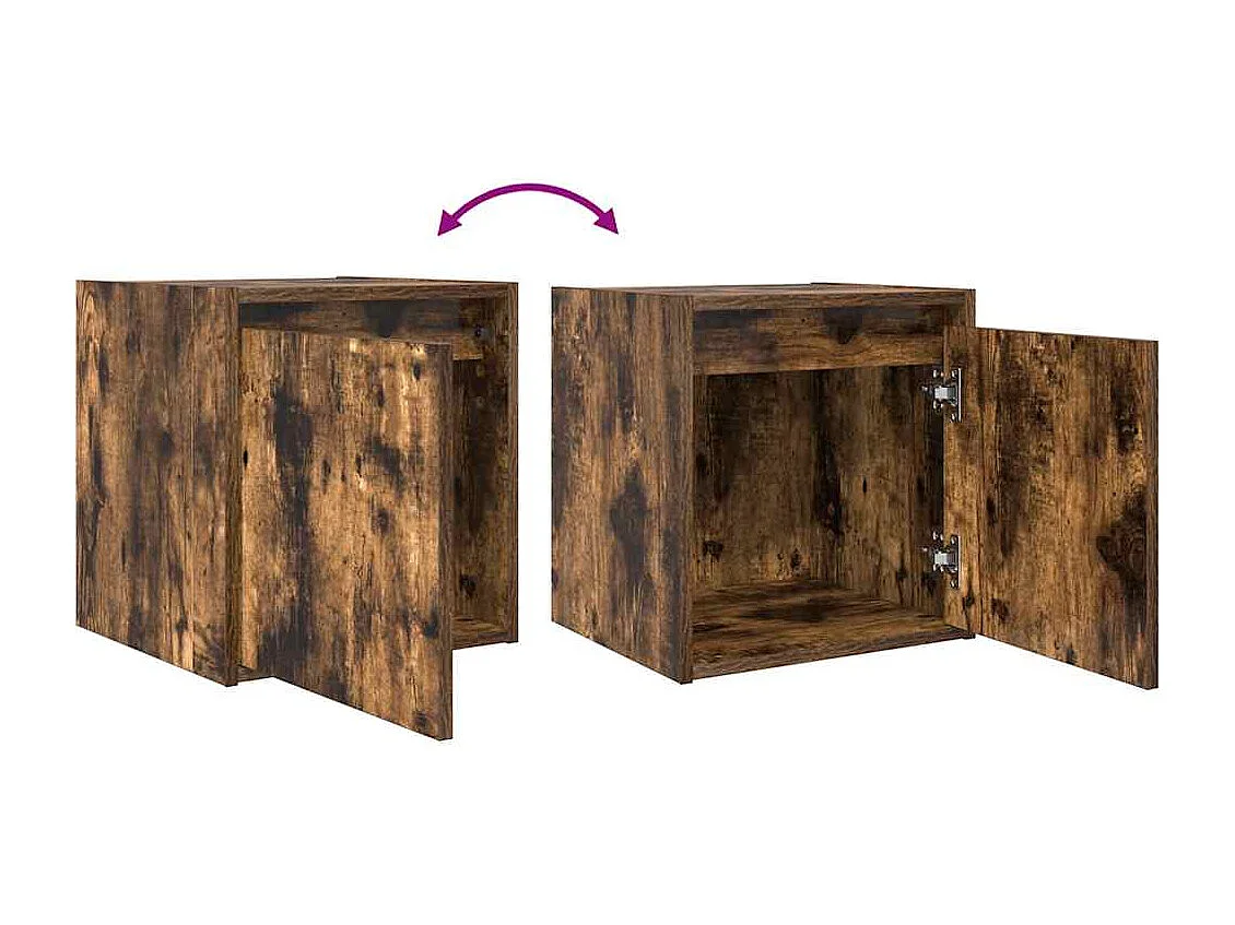 Nachttisch hängend 2er Set | Wand-Nachttische Räuchereiche 38x34x40 cm SHL62399