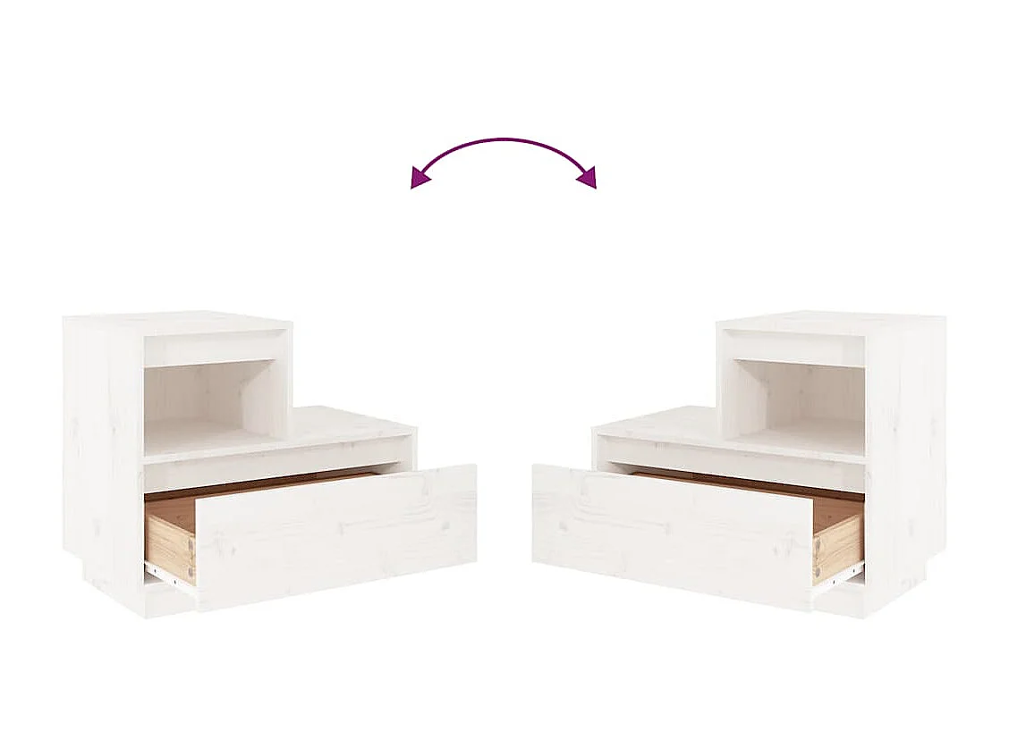 Mesitas de noche | Mesilla de noche 2 uds madera maciza de pino blanco 60x34x51 cm