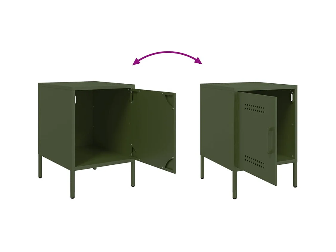 Mesitas de noche | Mesilla de noche 2 unidades acero verde oliva 36x39x50,5 cm