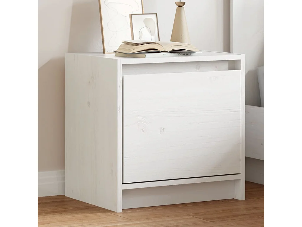 Mesita de noche | Mesilla de noche madera maciza de mango blanco 40x30,5x40 cm