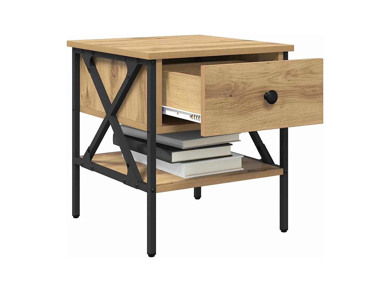 Mesita de Noche | Armario de Noche 2 uds con cajón Roble artisan 40x42x45 cm