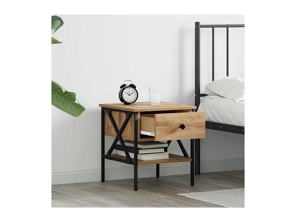 Mesita de Noche | Armario de Noche 2 uds con cajón Roble artisan 40x42x45 cm