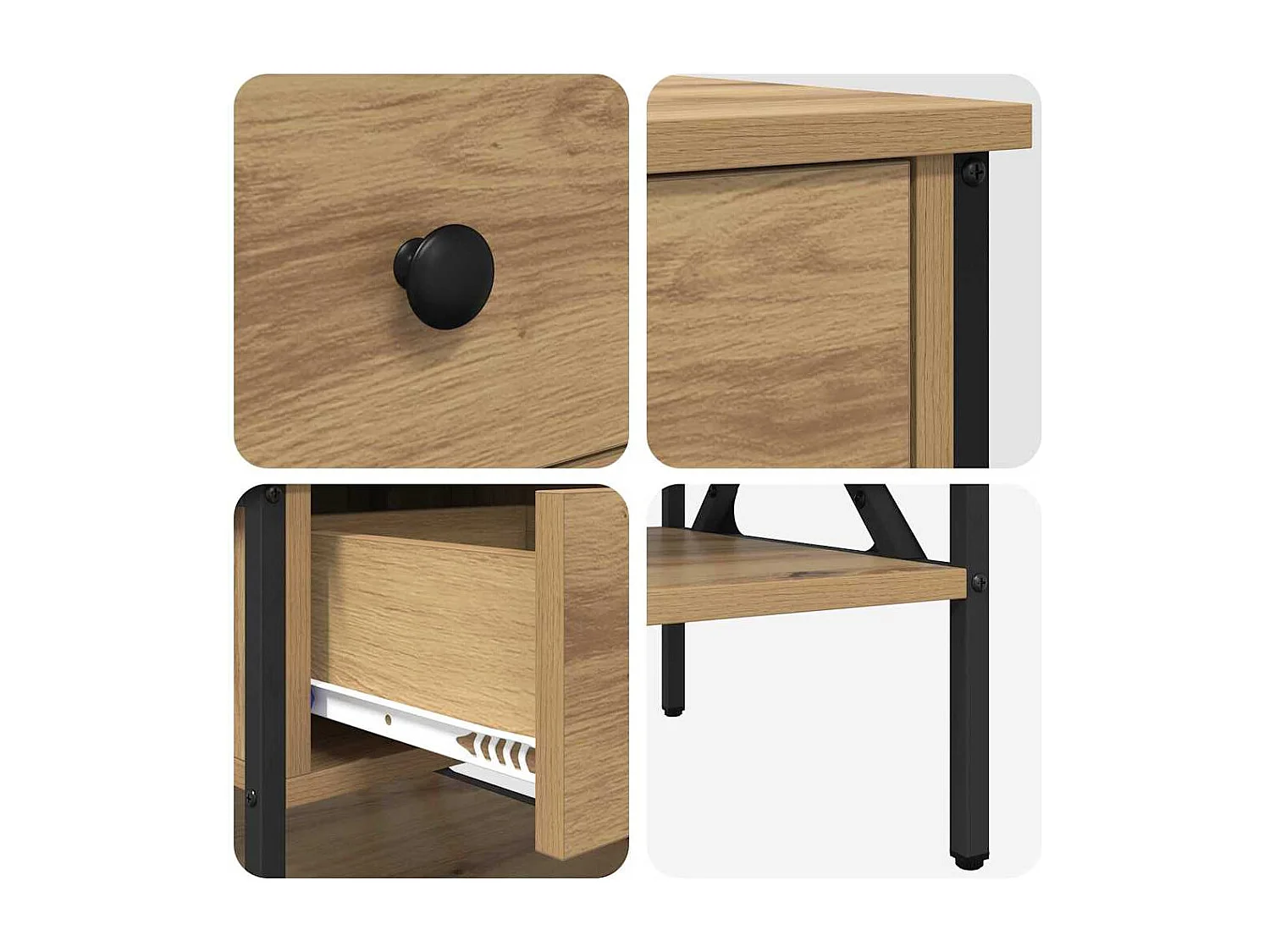 Mesita de Noche | Armario de Noche 2 uds con cajón Roble artisan 40x42x45 cm