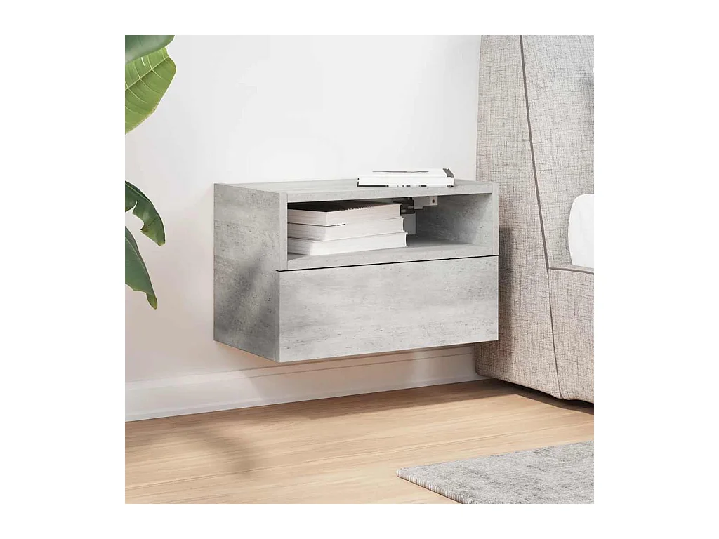 Mesa de cabeceira de parede 45x26x28.5 cm cinzento cimento
