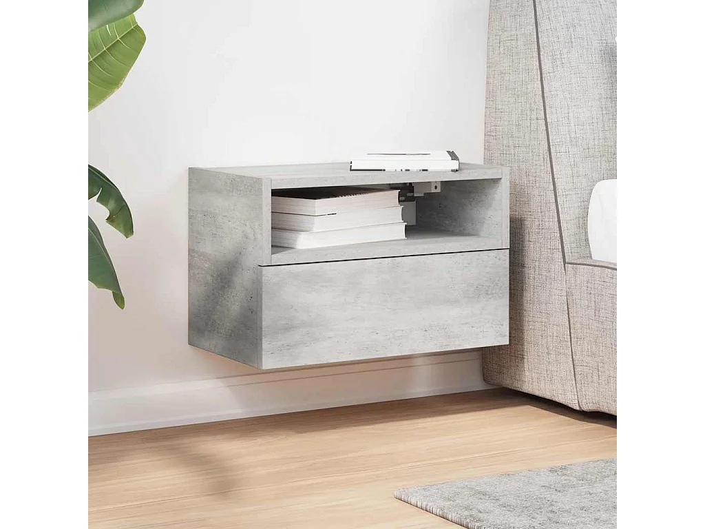 Nachttisch hängend | Wand-Nachttisch Betongrau 45x26x28,5 cm SHL59221