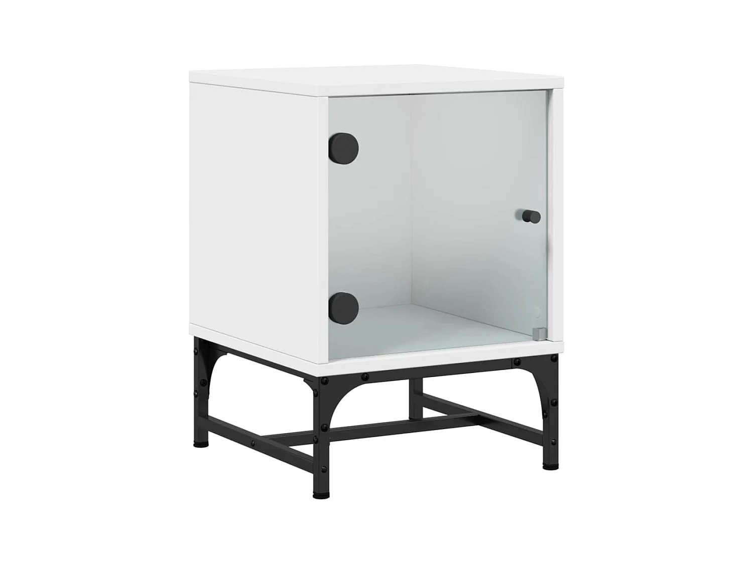 Mesitas de noche | Mesilla de noche con puertas de vidrio 2 uds blanco 35x37x50 cm