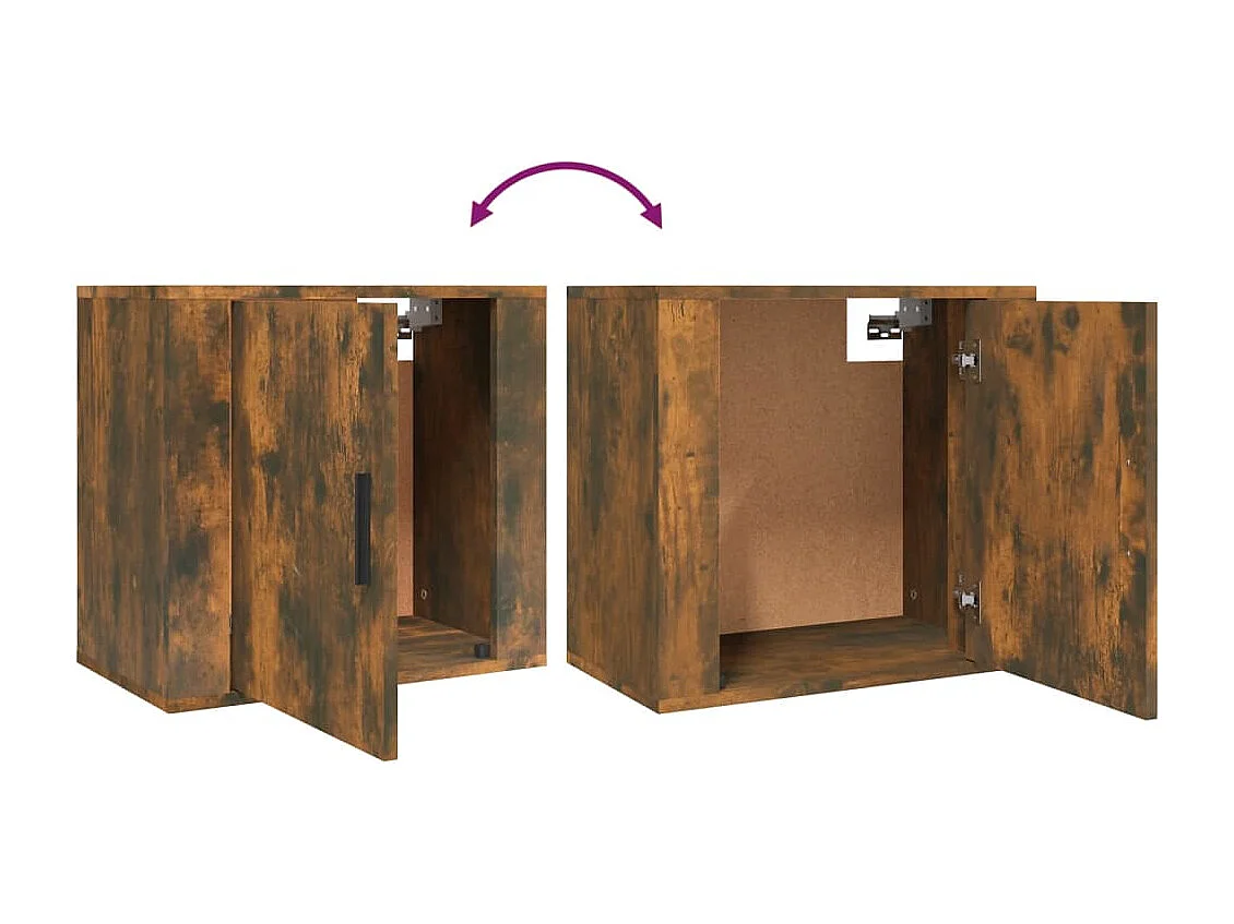 Mesitas de noche | Mesilla de noche de pared 2 uds color roble ahumado 50x30x47 cm