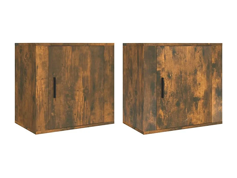 Nachttisch hängend 2er Set | Wand-Nachttische Räuchereiche 50x30x47 cm SHL5802