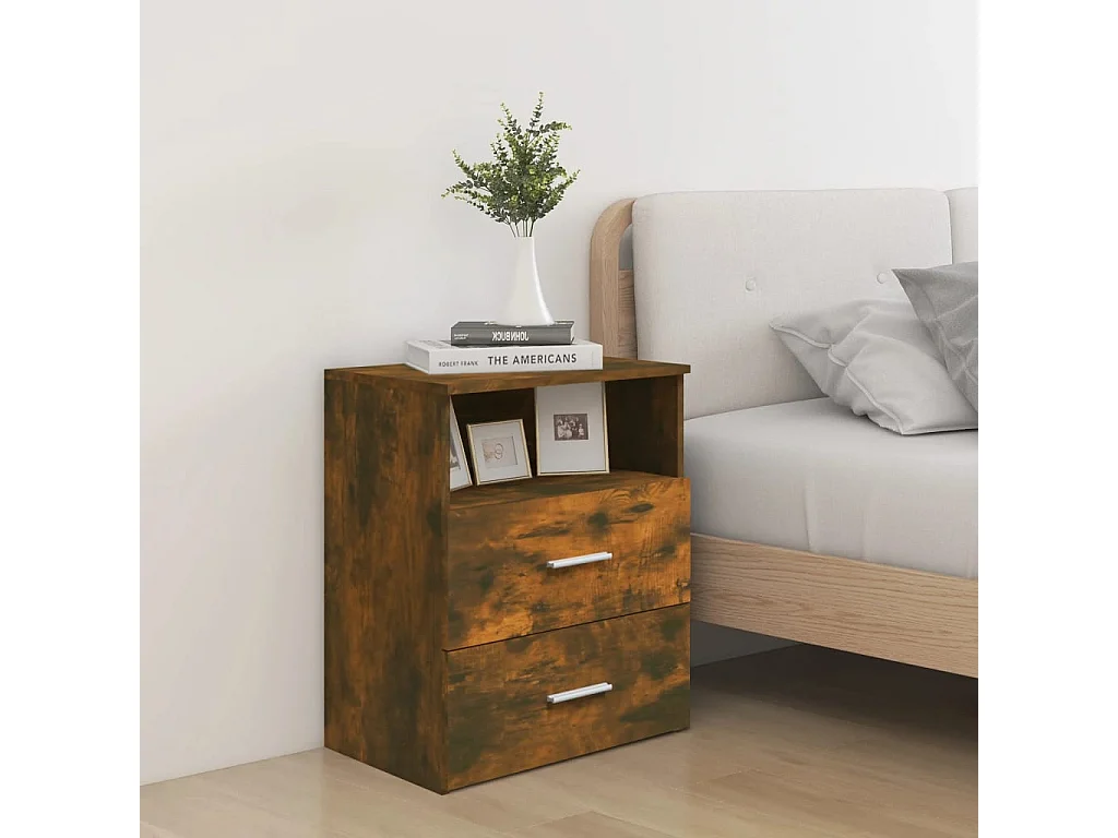 Table de chevet-Table d'appoint-Table de nuit Chêne fumé 50x32x60 cm