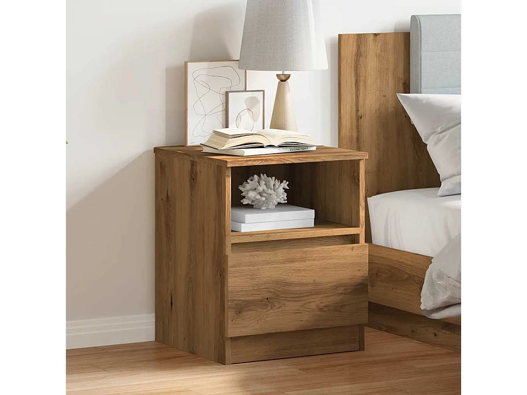 Nachttisch-Beistelltisch Artisan-Eiche 40x40x50 cm Holzwerkstoff SHL69853