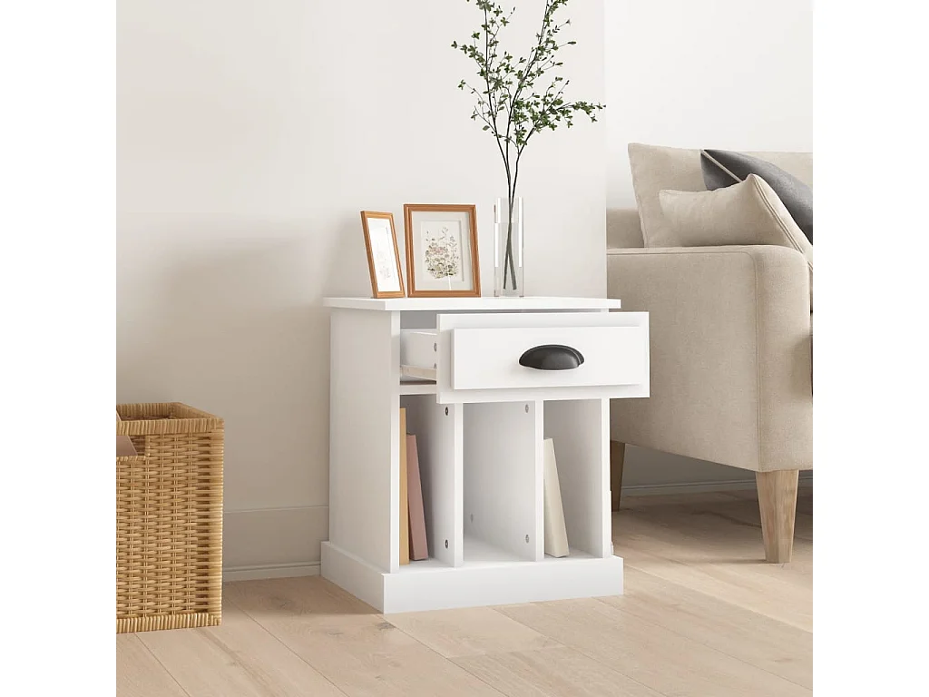 Table de chevet-Table d'appoint-Table de nuit blanc 43x36x50 cm