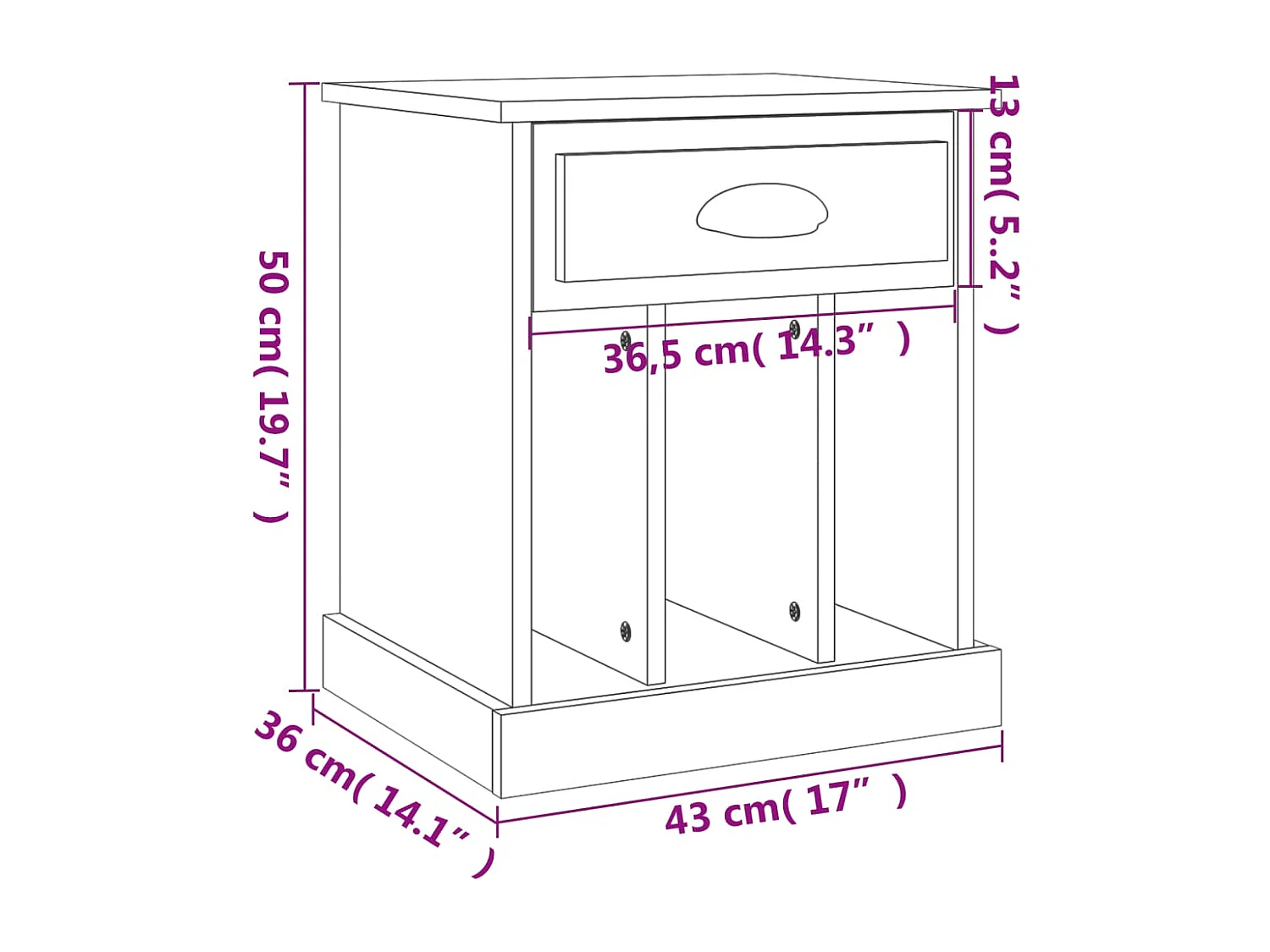 Nachttisch-Beistelltisch Weiß 43x36x50 cm SHL97850