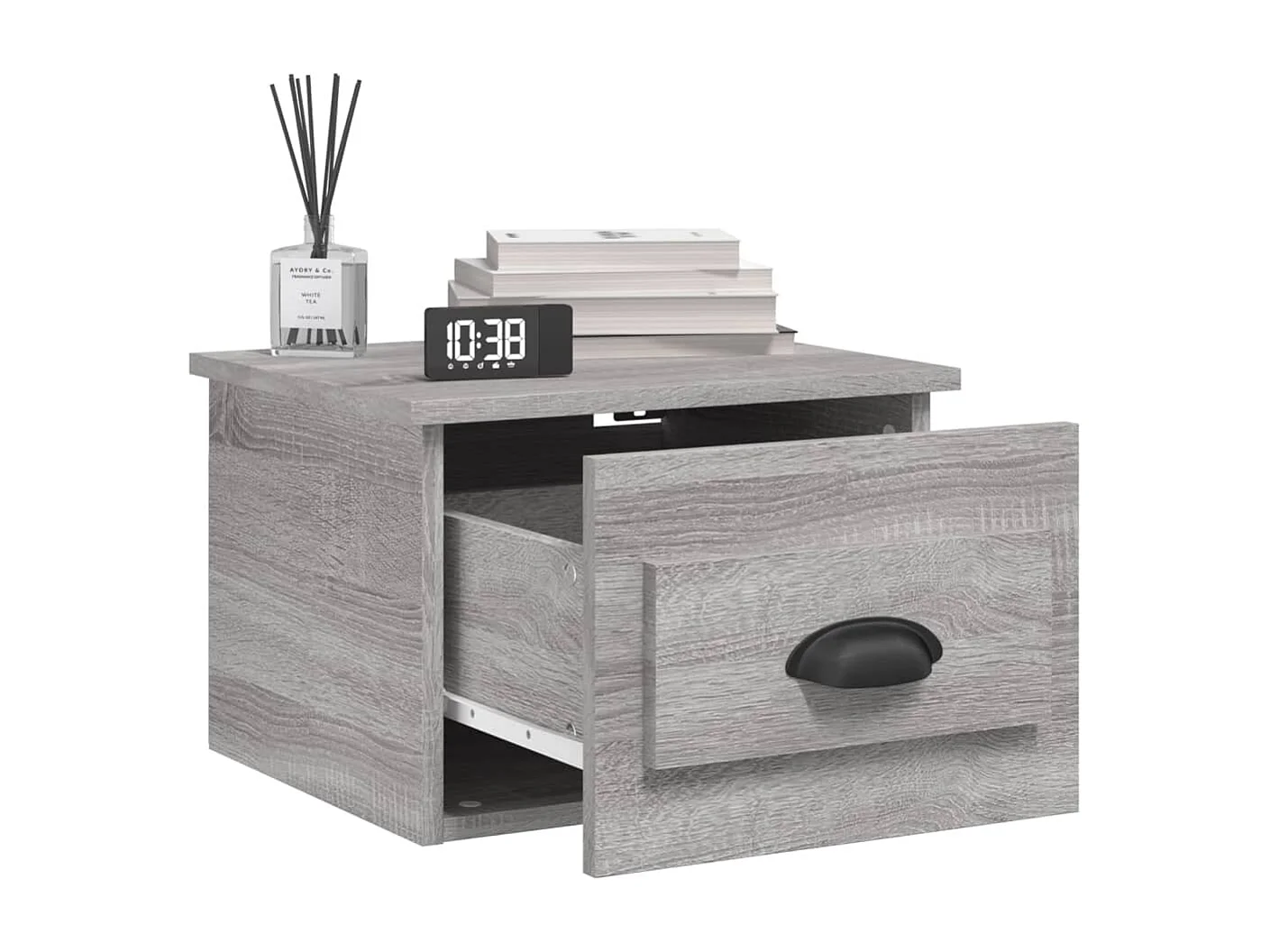 Mesitas de noche | Mesilla de noche de pared 2 uds color gris Sonoma 41,5x36x28 cm