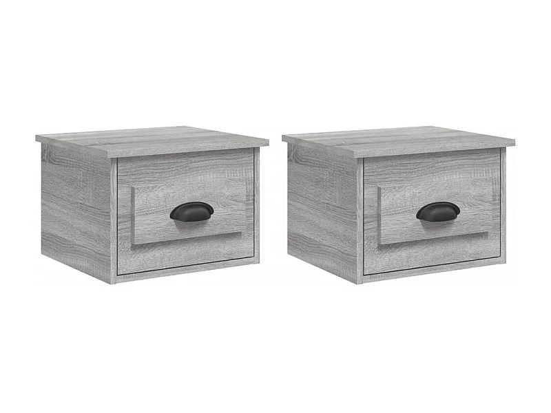 Mesa de cabeceira de parede suspensa 2 peças 41.5x36x28cm cinzento sonoma
