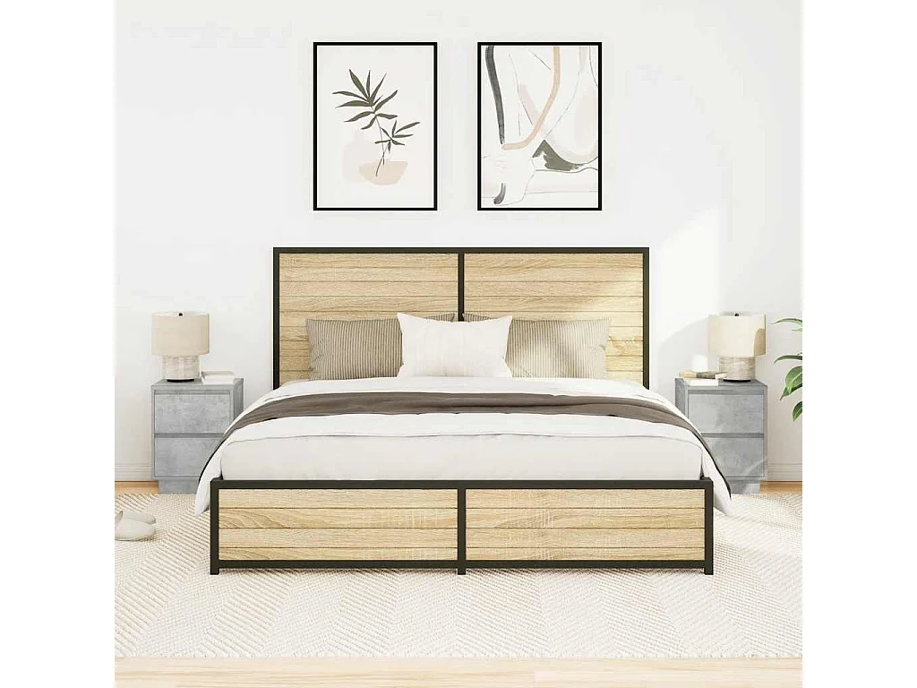 Nachttische mit LED-Leuchten 2er Set | Beistelltisch Betongrau 38x34x50 cm SHL79830